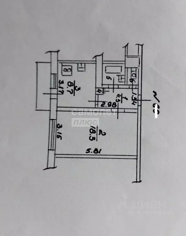 1-к кв. Липецкая область, Липецк ул. 50 лет НЛМК, 3 (35.2 м) - Фото 2