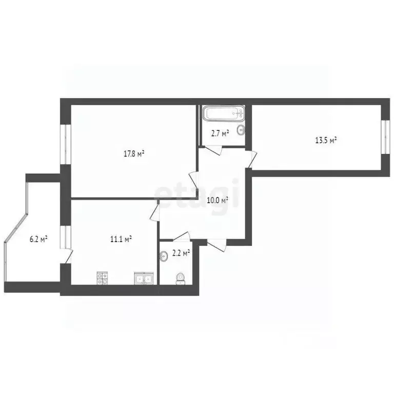 2-к кв. Костромская область, Кострома ул. Евгения Ермакова, 7 (57.5 м) - Фото 1