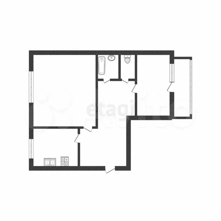 2-к. квартира, 46,8 м, 2/5 эт. - Фото 0