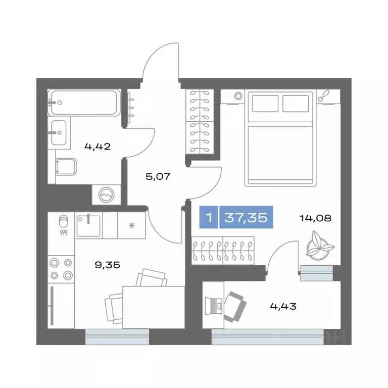 1-к кв. Тюменская область, Тобольск пер. Радищева, 17 (37.35 м) - Фото 1