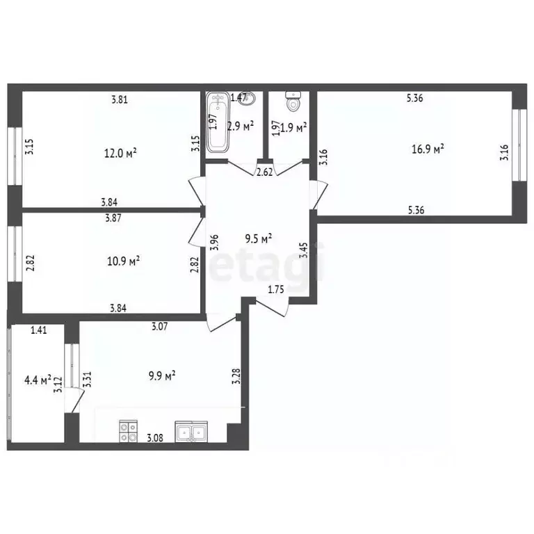 3-к кв. Башкортостан, Стерлитамак Волочаевская ул., 22Б (64.0 м) - Фото 2