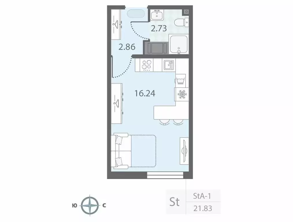 Квартира-студия: Санкт-Петербург, улица Маршала Казакова, 21 (21.83 м) - Фото 0
