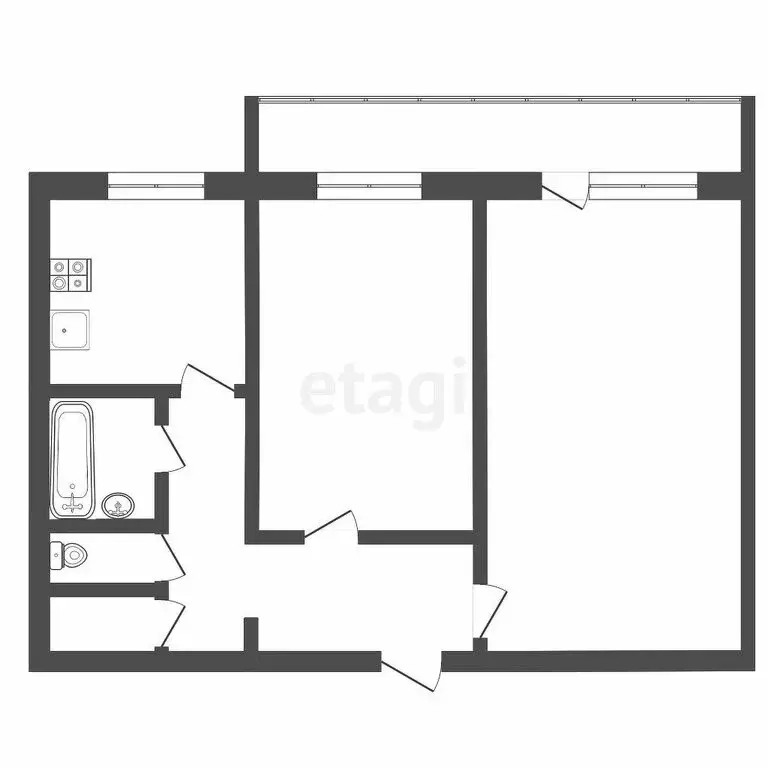 2-комнатная квартира: Томск, микрорайон Солнечный, улица Бирюкова, 26 ... - Фото 1