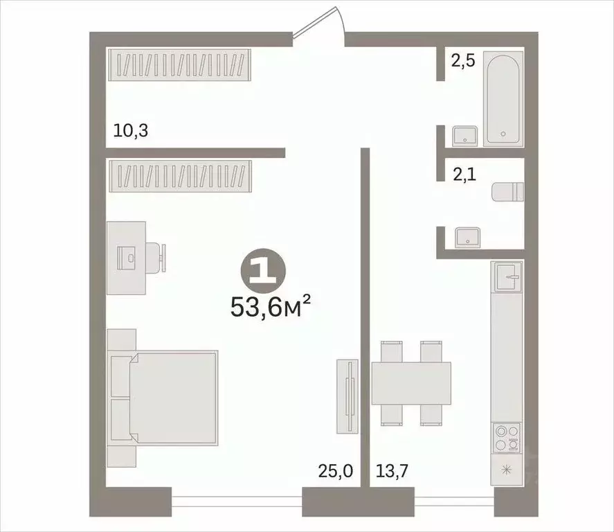 1-к кв. Новосибирская область, Новосибирск ул. В. Высоцкого, 62 (53.6 ... - Фото 2