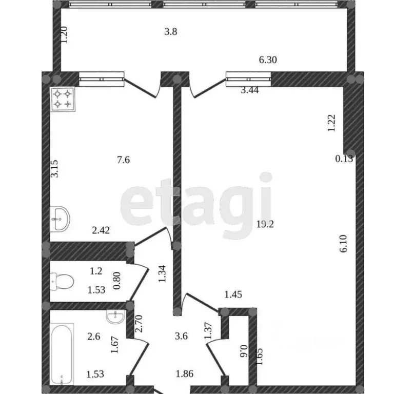 1-к кв. Татарстан, Казань ул. Юлиуса Фучика, 68 (34.6 м) - Фото 1