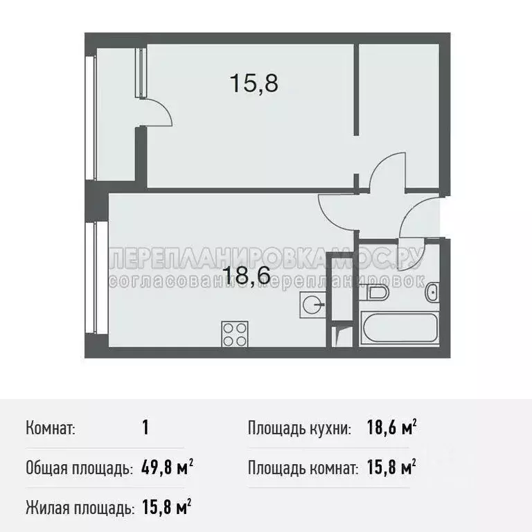 1-к кв. Москва Маломосковская ул., 14 (49.8 м) - Фото 1