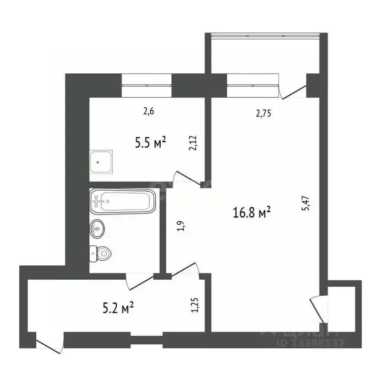 1-к кв. Красноярский край, Красноярск имени газеты Красноярский ... - Фото 2