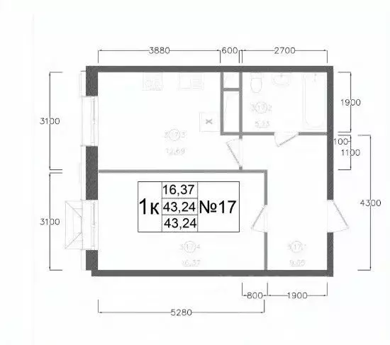 1-к кв. Московская область, Наро-Фоминск ул. Курзенкова, 12 (43.24 м) - Фото 1