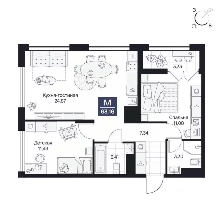 2-к кв. Волгоградская область, Волгоград просп. Имени В.И. Ленина, 59Г ... - Фото 1