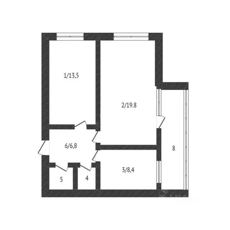 2-к кв. Новосибирская область, Новосибирск Линейная ул., 29/1 (56.0 м) - Фото 1