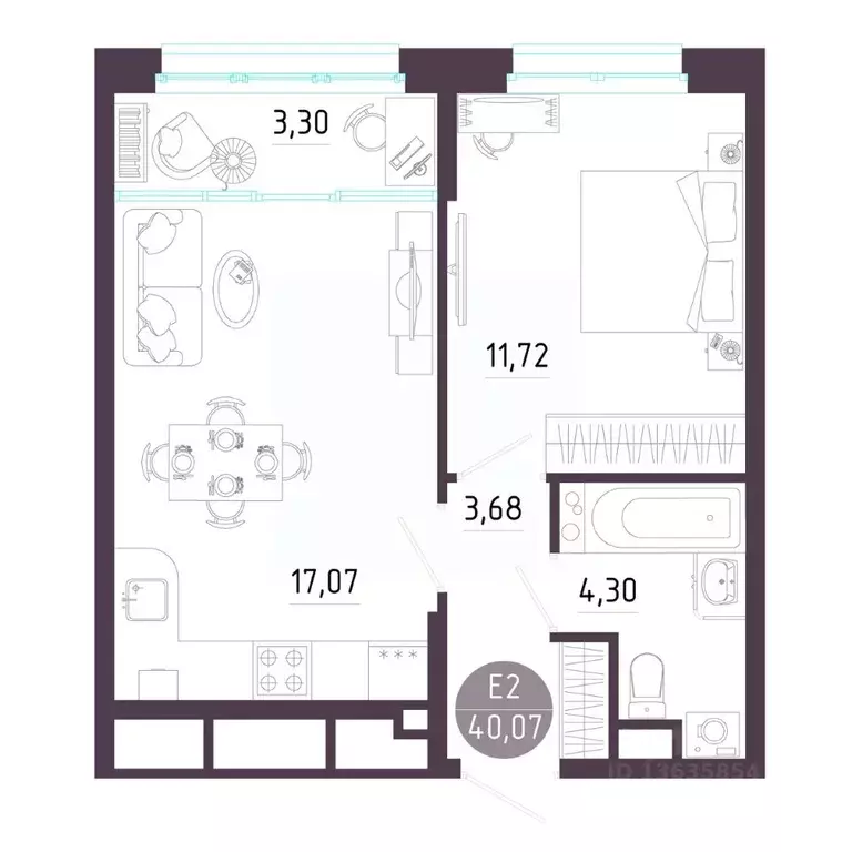 1-к кв. Тульская область, Тула ул. Пряничная, 7 (40.07 м) - Фото 1