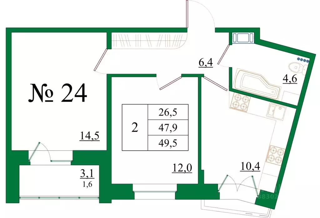2-к кв. Ленинградская область, Гатчина Красносельское ш., 4А (49.5 м) - Фото 1