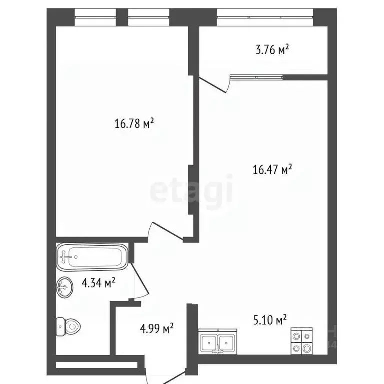 2-к кв. Тюменская область, Тюмень ул. Республики, 205к1 (51.6 м) - Фото 2