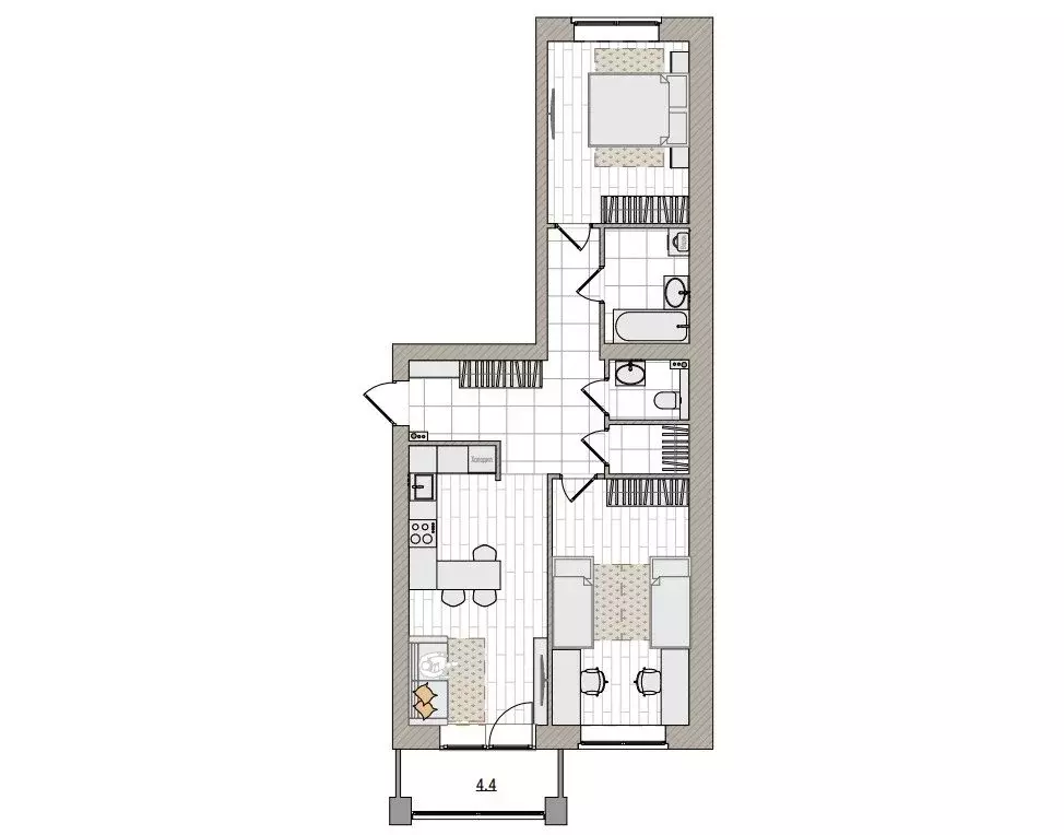 3-комнатная квартира: Чистые Пруды, Парковая улица, 1Б (69.8 м) - Фото 1
