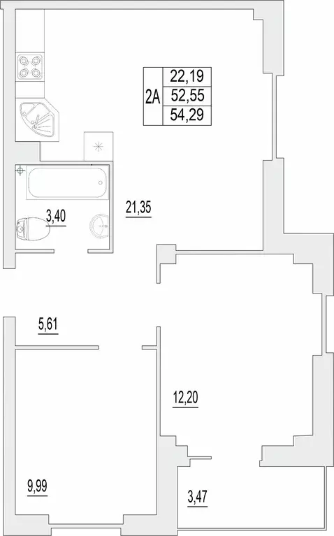 Продаётся 2-к квартира, 53 м - Фото 1