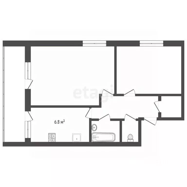 2-к кв. Крым, Сакский район, с. Фрунзе пер. Восточный (46.2 м) - Фото 2