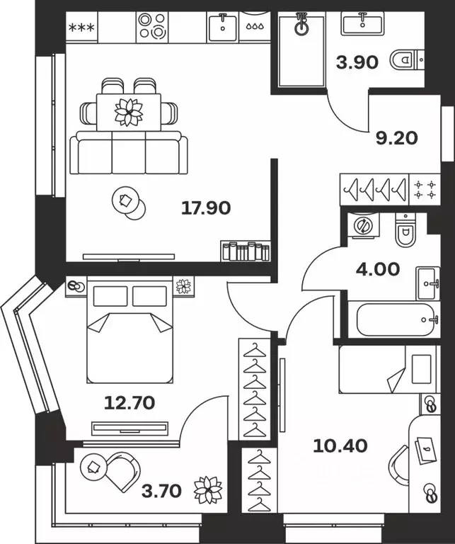 2-к кв. Тульская область, Тула ул. Михеева (61.8 м) - Фото 1