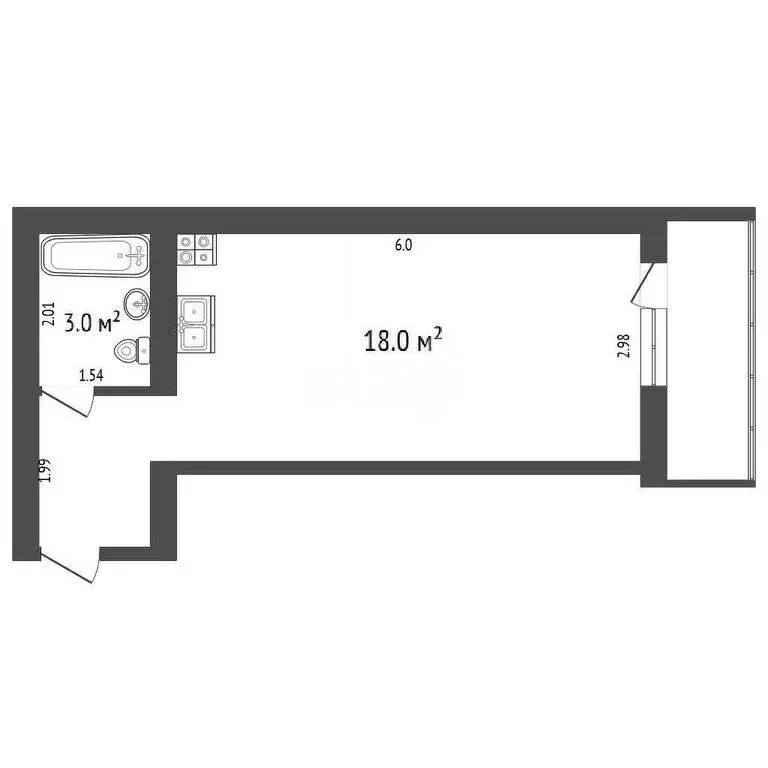 Квартира-студия: Вологда, Окружное шоссе, 32 (24.1 м) - Фото 1
