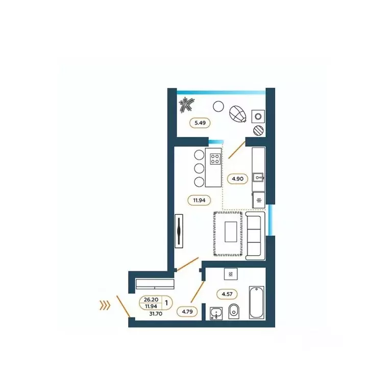 Студия Ростовская область, Батайск ул. Родная, 1 (32.3 м) - Фото 0