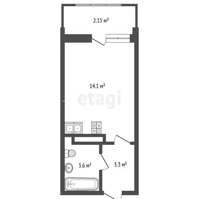 Квартира-студия: Анапа, Таманская улица, 121к14 (25 м) - Фото 1