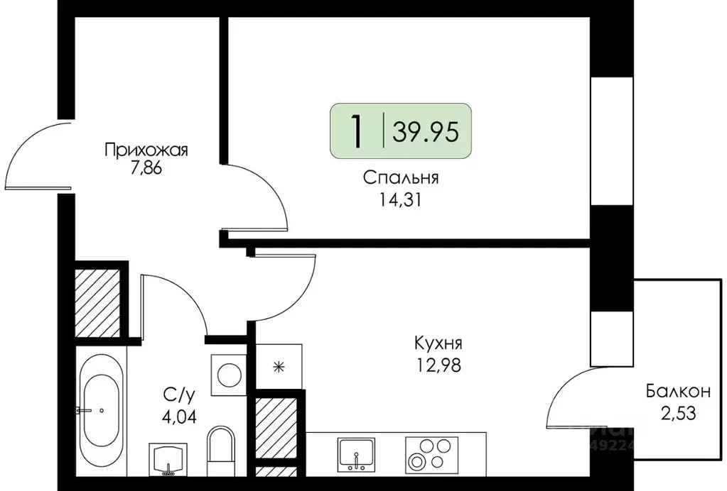 1-к кв. Нижегородская область, Нижний Новгород 15-й кв-л, Анкор жилой ... - Фото 0
