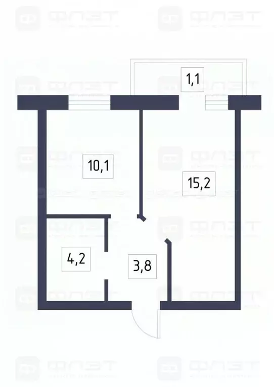 1-к кв. Татарстан, Казань ул. Николая Ершова, 66В (34.4 м) - Фото 1