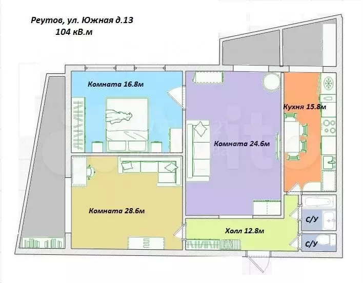 3-к. квартира, 104 м, 13/14 эт. - Фото 0