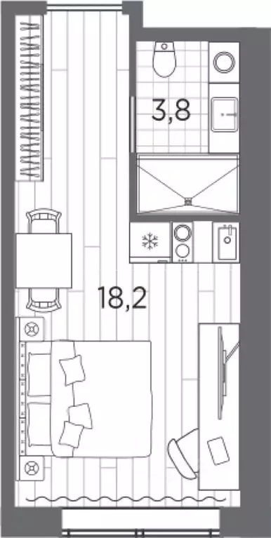 Студия Санкт-Петербург просп. Стачек, 62Е (22.0 м) - Фото 0