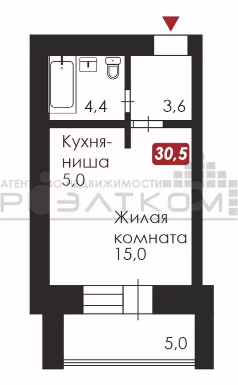 Квартира-студия, 31 м, 3/14 эт. - Фото 0