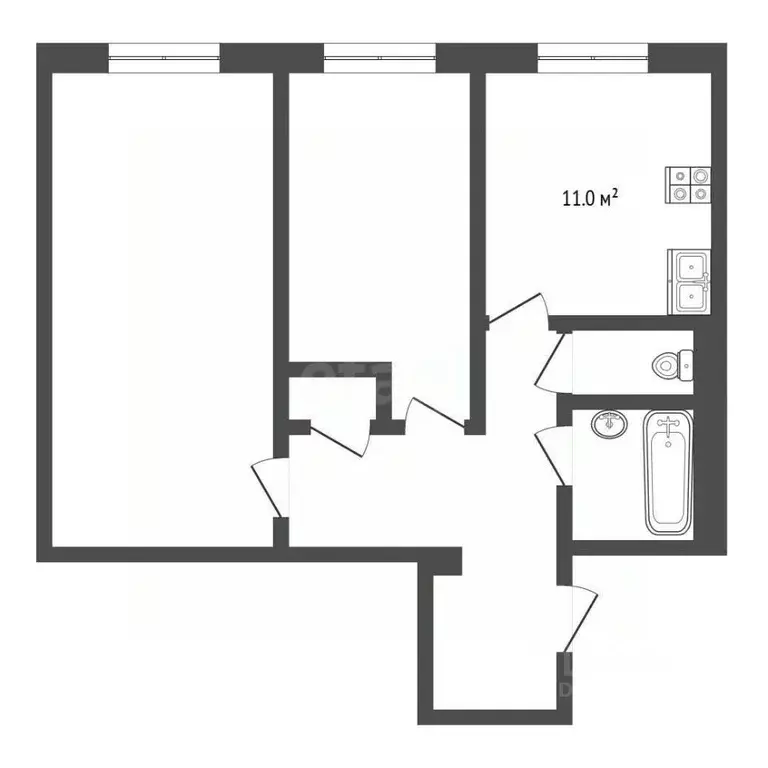 2-к кв. Ямало-Ненецкий АО, Новый Уренгой ул. Нефтяников, 14 (45.9 м) - Фото 0
