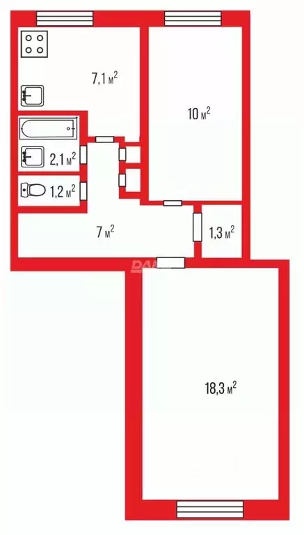 2-к кв. Челябинская область, Челябинск Свердловский просп., 41а (47.7 ... - Фото 1