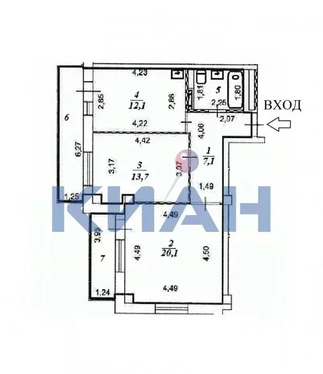 2-к кв. Красноярский край, Красноярск Норильская ул., 5 (57.1 м) - Фото 2