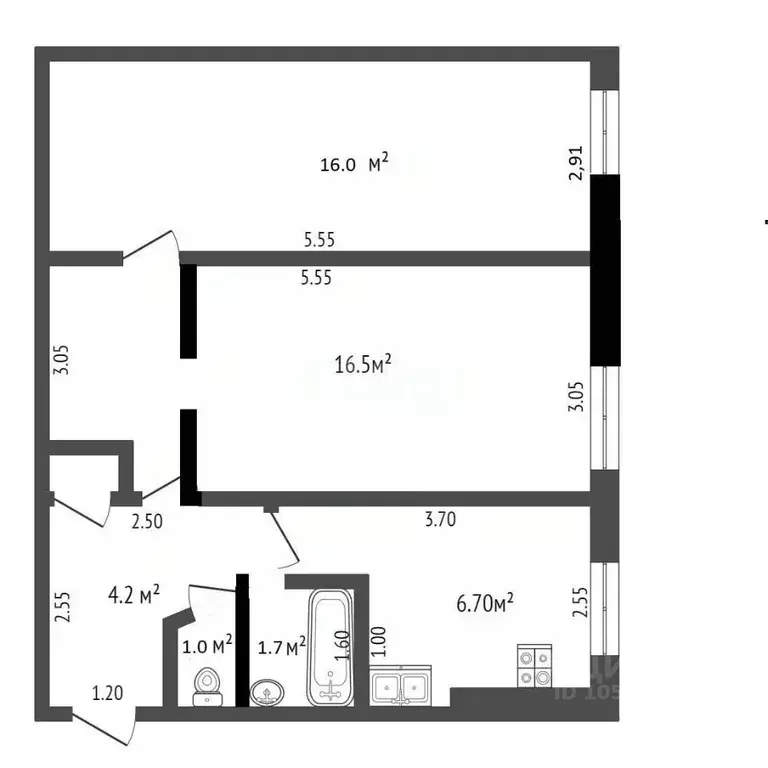 2-к кв. Крым, Феодосия ш. Симферопольское, 31В (46.1 м) - Фото 2