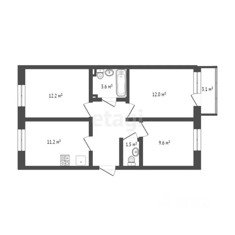 3-к кв. Тюменская область, Тюмень ул. Тимофея Чаркова, 69к1 (60.8 м) - Фото 1