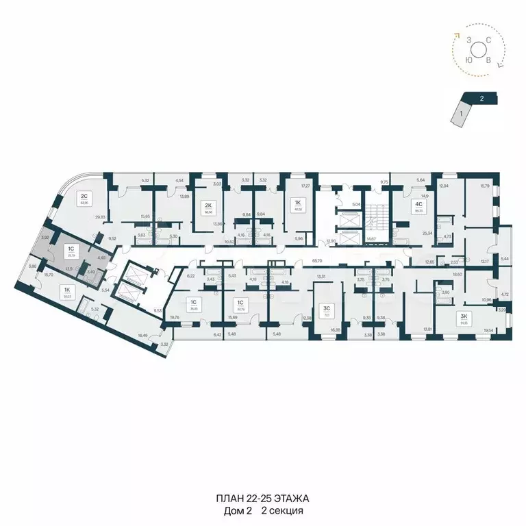 Квартира-студия, 25,8 м, 22/25 эт. - Фото 1