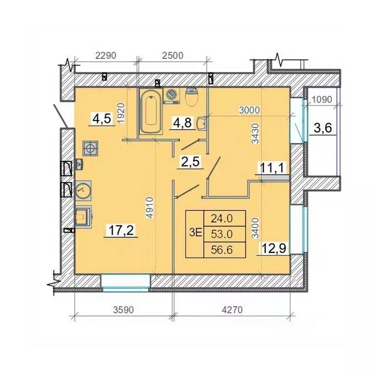 3-к кв. Ивановская область, Иваново пер. Большой Транспортный (56.6 м) - Фото 2