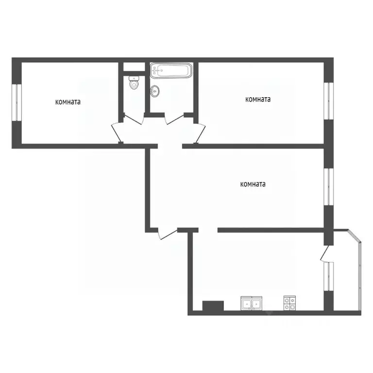 3-к кв. Тюменская область, Тюмень ул. Константина Посьета, 7 (86.3 м) - Фото 2