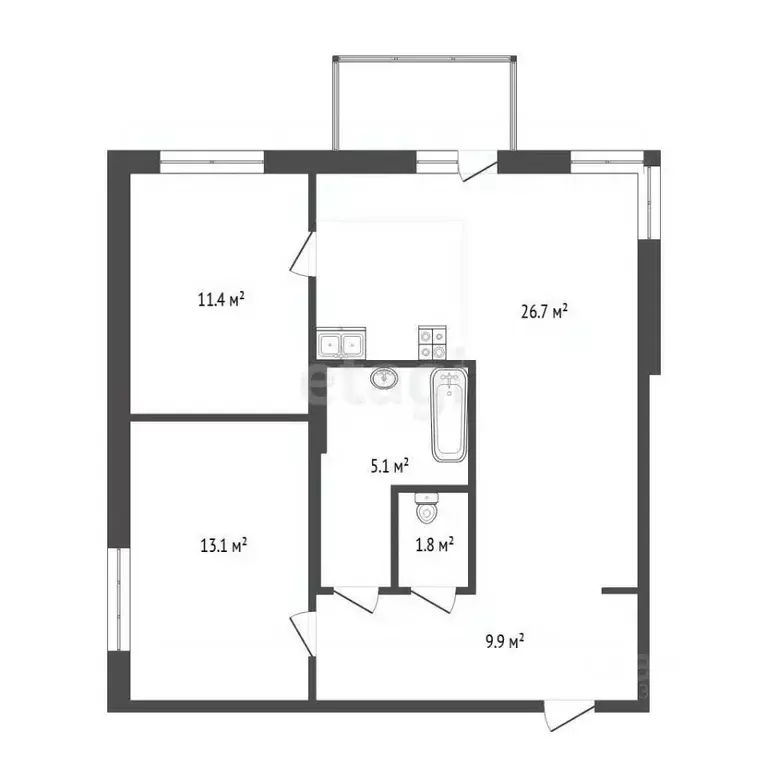 2-к кв. Тюменская область, Тюмень Профсоюзная ул., 63 (68.0 м) - Фото 2