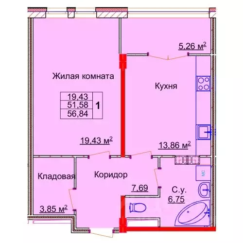 1-к кв. Ивановская область, Иваново Лежневская ул., 98 (56.84 м) - Фото 0