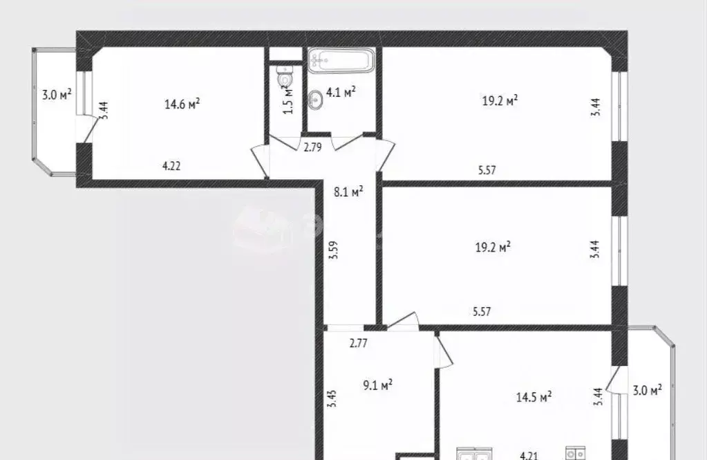 3-к кв. Тюменская область, Тюмень ул. Николая Семенова, 29к2 (70.0 м) - Фото 1