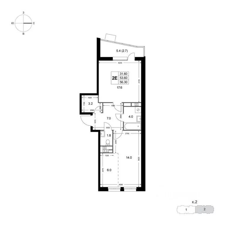 2-к кв. Московская область, Люберцы городской округ, Красково пгт ул. ... - Фото 1