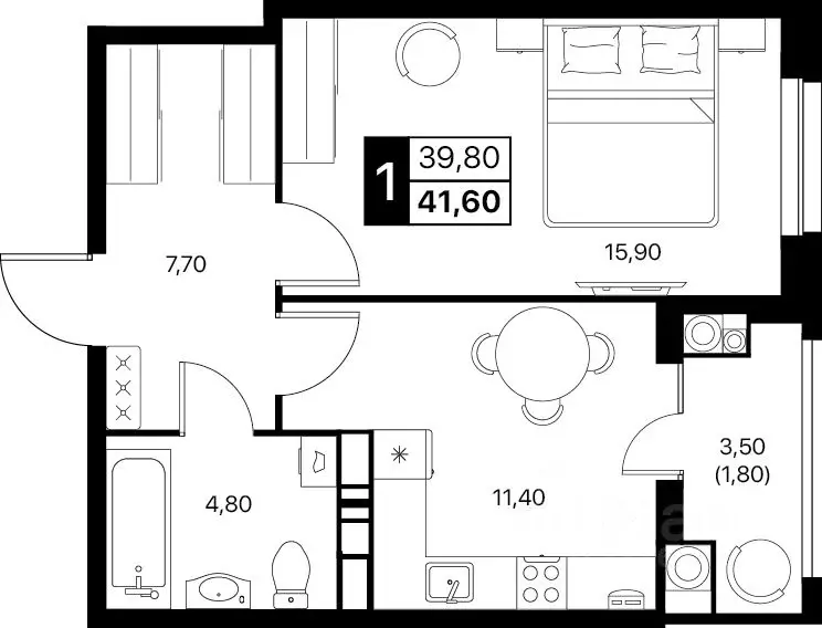 1-к кв. Ростовская область, Ростов-на-Дону бул. Авиаторов (41.6 м) - Фото 1