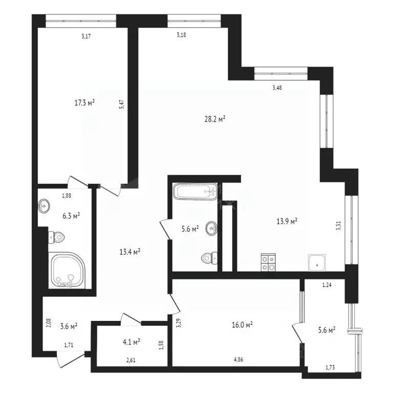 3-к кв. Тюменская область, Тюмень ул. Евгения Войнова, 7 (114.0 м) - Фото 2