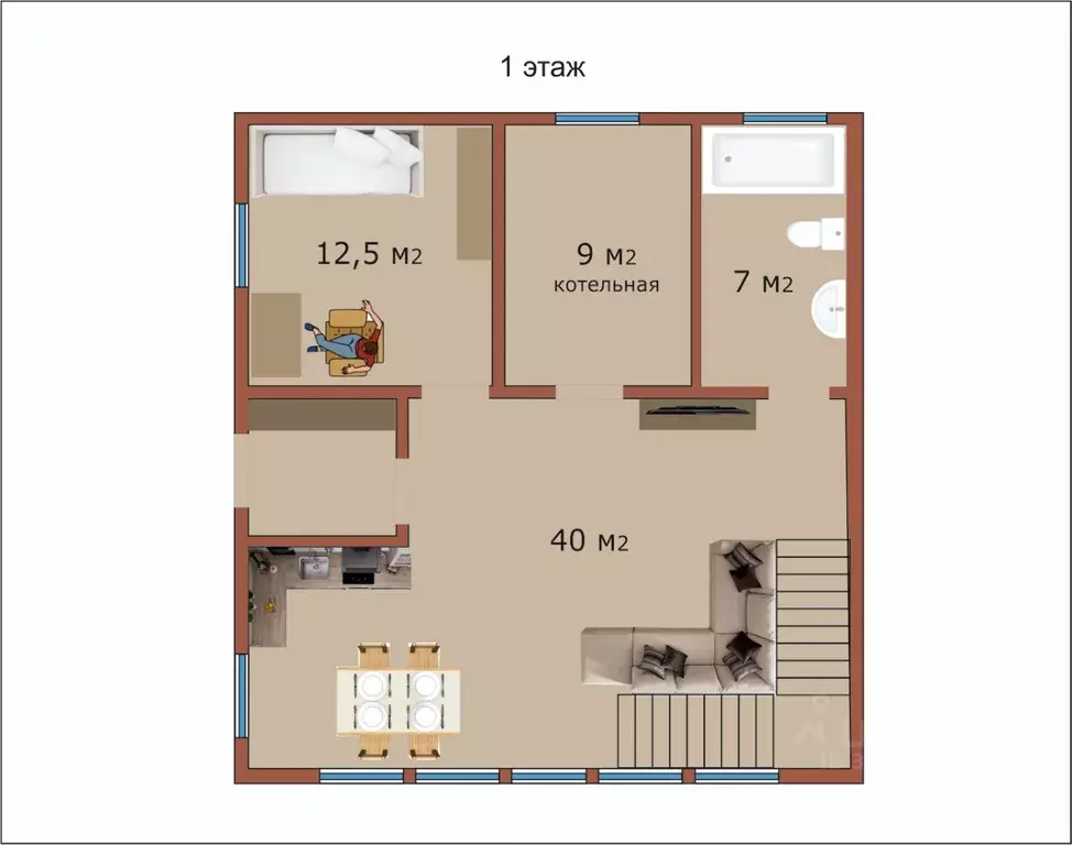 Дом в Пермский край, Пермский район, Солнечный кв-л 8 (130 м) - Фото 1