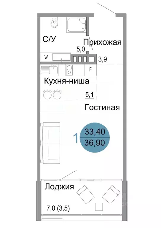 1-к кв. Крым, Керчь Белый город жилой комплекс (36.9 м) - Фото 0