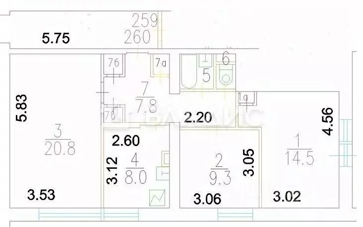 3-к кв. Москва Наримановская ул., 22К3 (65.0 м) - Фото 2