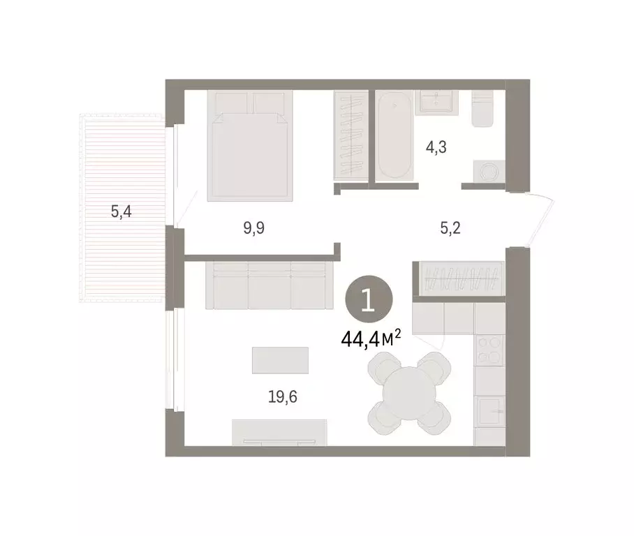 1-комнатная квартира: Новосибирский район, рабочий посёлок Краснообск, ... - Фото 2