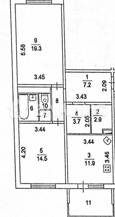 2-к кв. Московская область, Подольск Литейная ул., 44а (66.1 м) - Фото 2