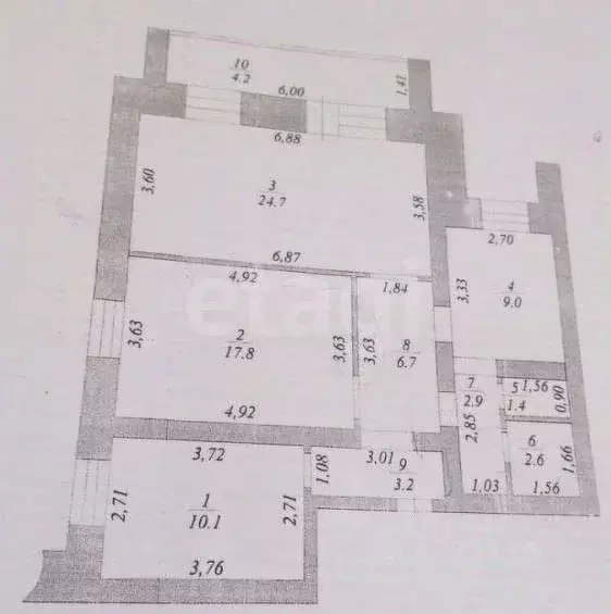 3-к кв. Татарстан, Казань ул. Адоратского, 34в (82.6 м) - Фото 2