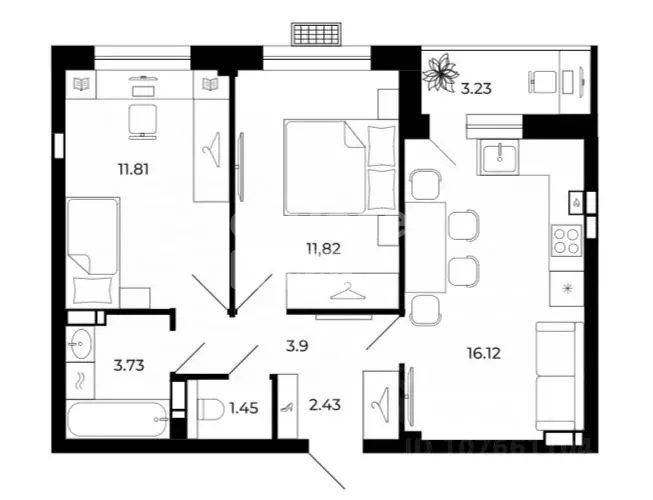 2-к кв. Липецкая область, Липецк Коммунистическая ул. (53.97 м) - Фото 2